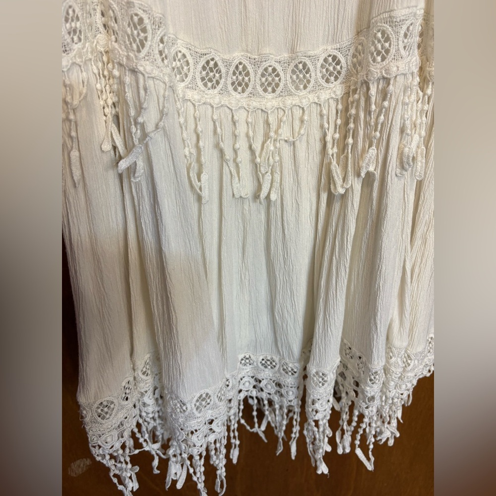 American Eagle Outfitters Cream Spaghetti Strap Dress with Tassel Detail - Picture 8 of 9